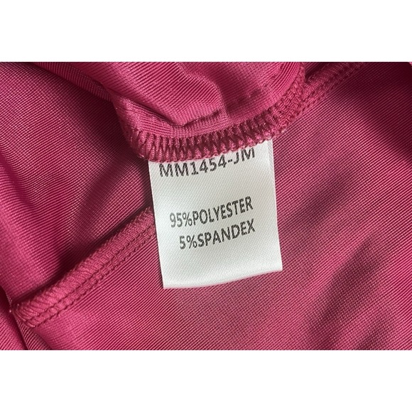 DOUBLE CRAZY Velvet Mini Dress Size M Fuchsia Pink Ruched Cowl Neck Asymmetrical - Picture 11 of 12